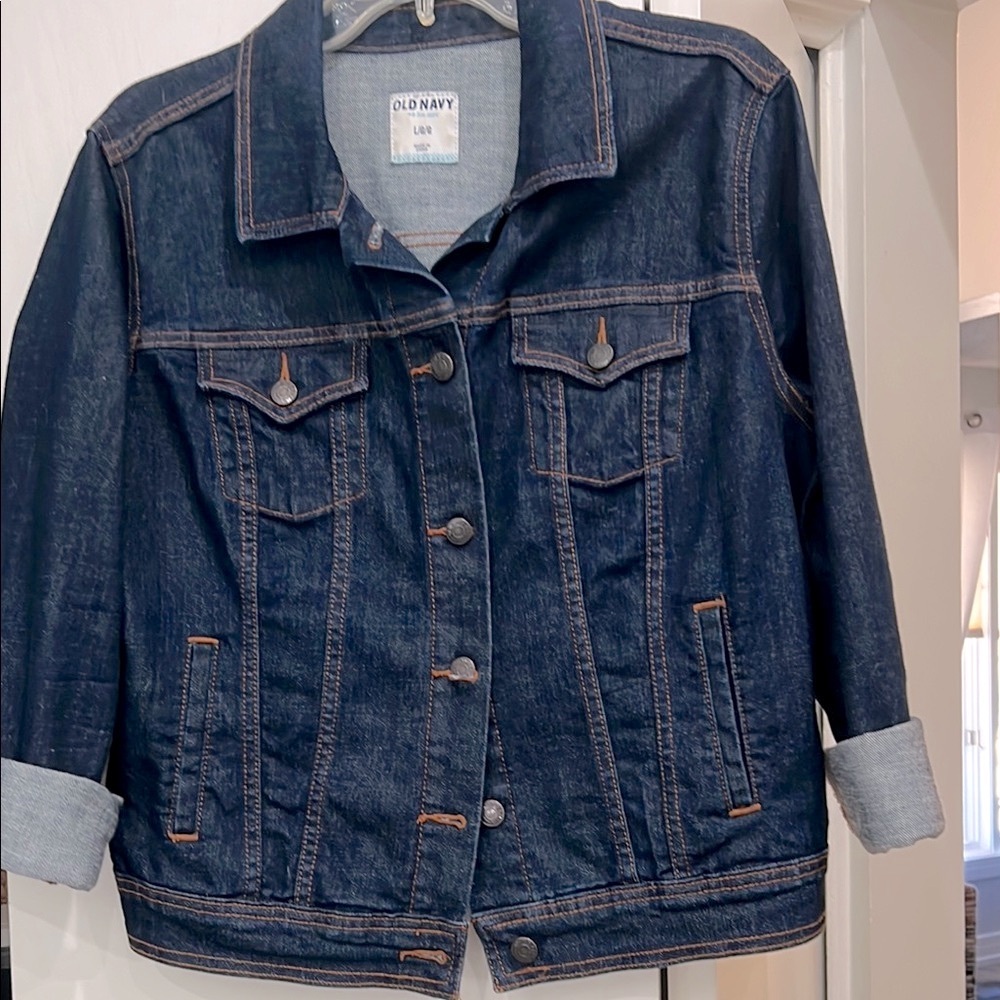 Blue Jean Jacket Trucker Style Contrast Stitching - Picture 1 of 2
